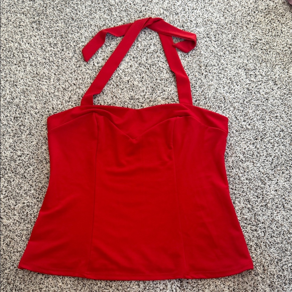 Women's Belle Poque Retro Style Red Halter Top